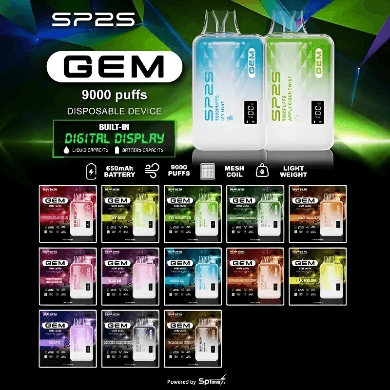 SP2 思博瑞9000一次性電子煙推薦 | SP2S GEM 9000口拋棄式電子煙 | 12ml大容量煙油 | 智能顯示屏 - 台灣現貨速發:圖片 2